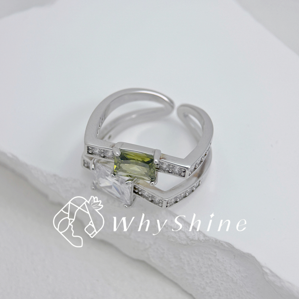 雙圈雙方鑽戒指