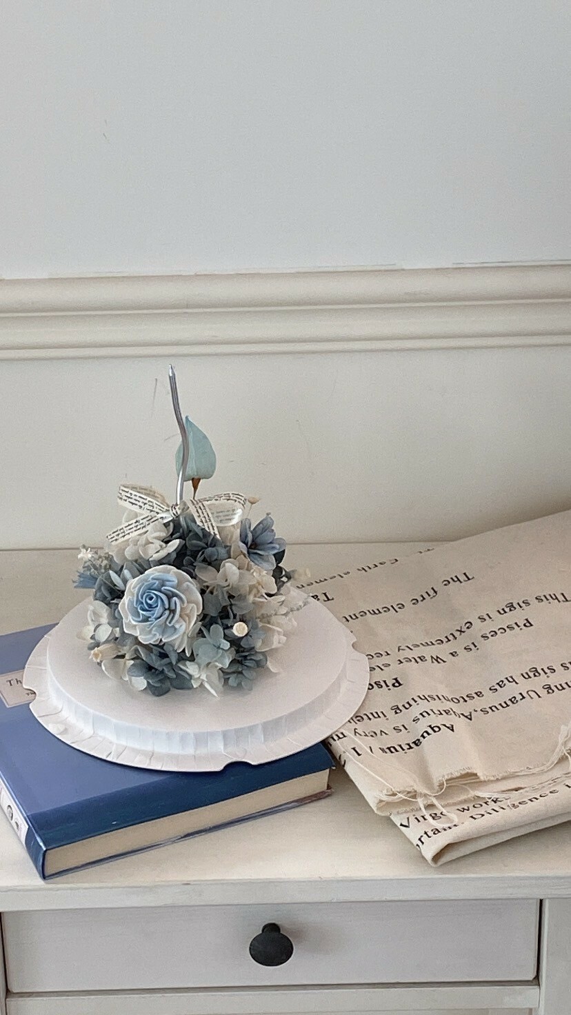 永生繡球花蛋糕-復古藍 (不可食用)