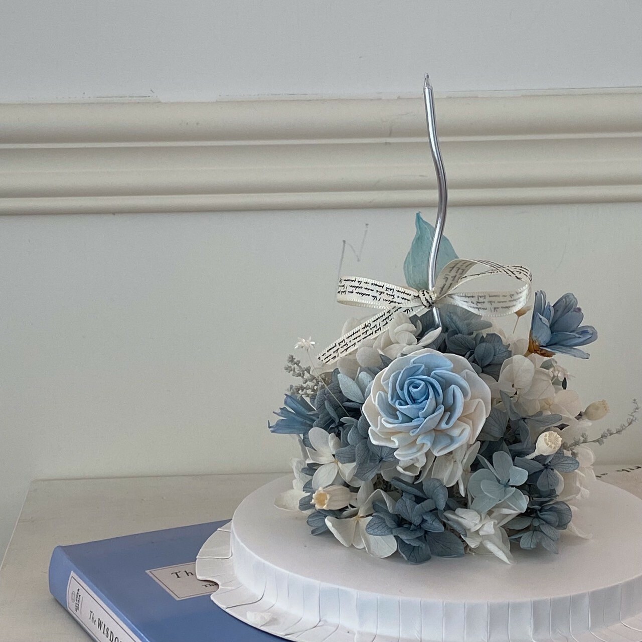 永生繡球花蛋糕-復古藍 (不可食用)