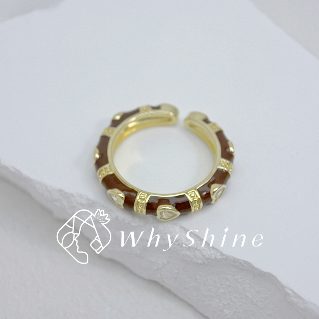 愛心鑽竹節戒指