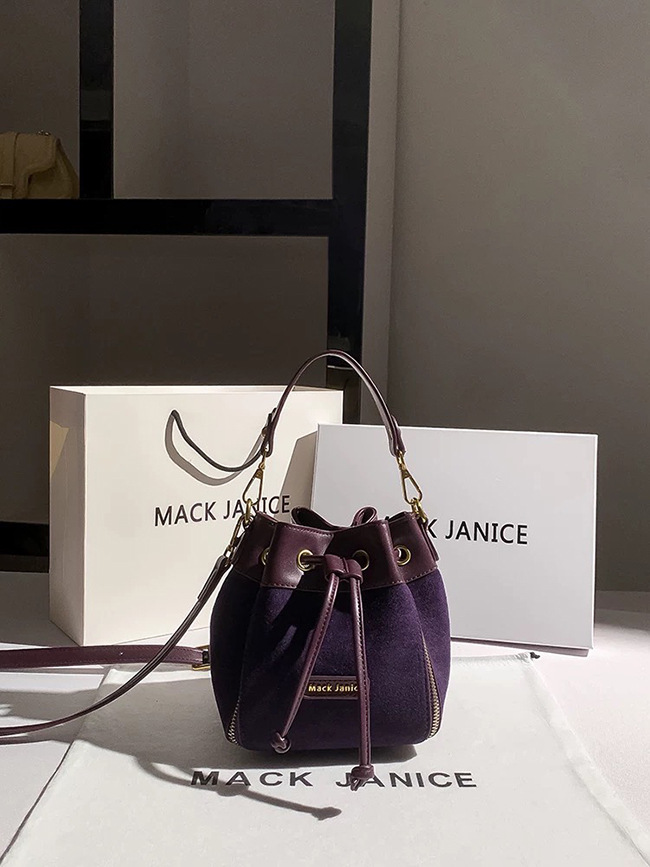 秋冬超稀有麂皮質感神秘紫水桶包-預購