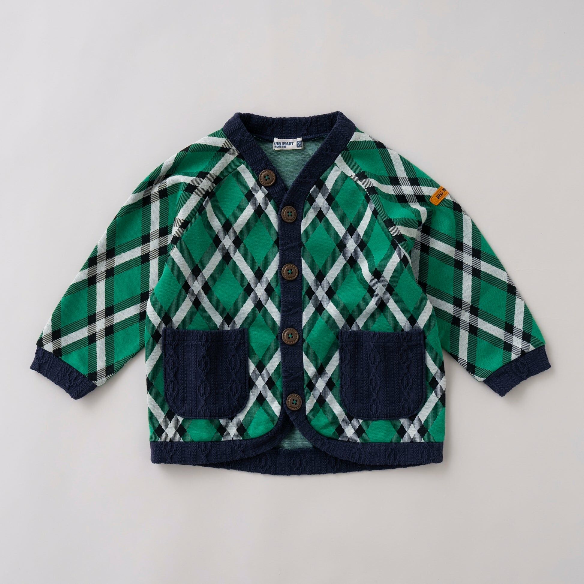 Rag-mart 綠色拼色菱格外套
