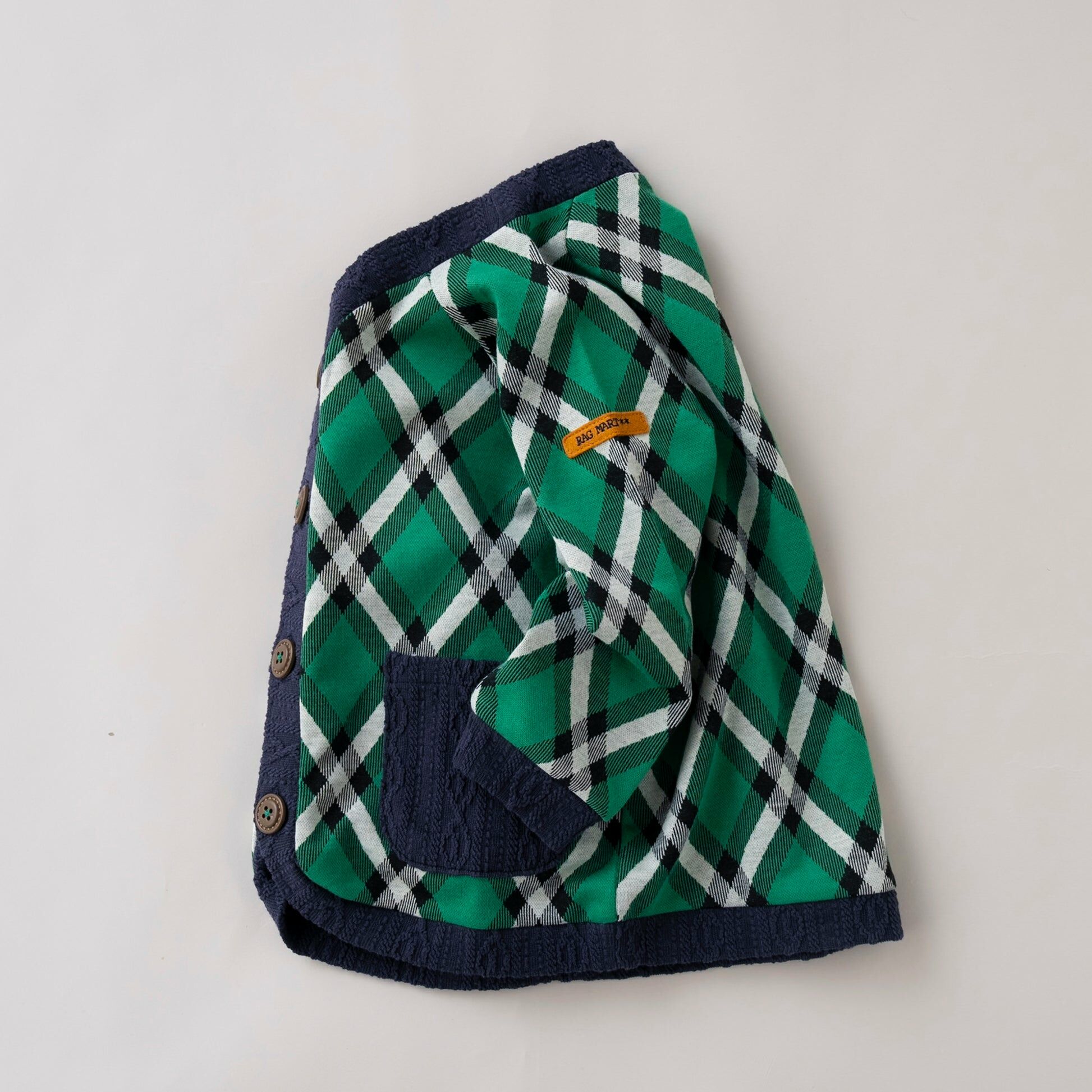Rag-mart 綠色拼色菱格外套