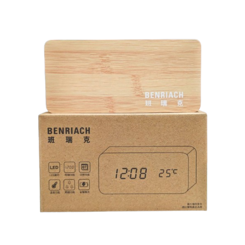 班瑞克 LED木紋質感時鐘