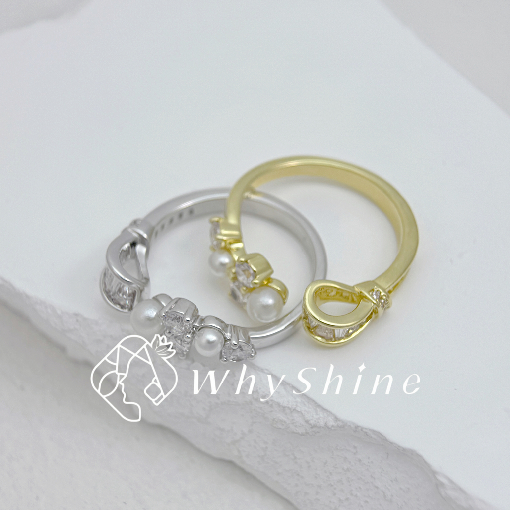 高雅珍珠鑲鑽戒指