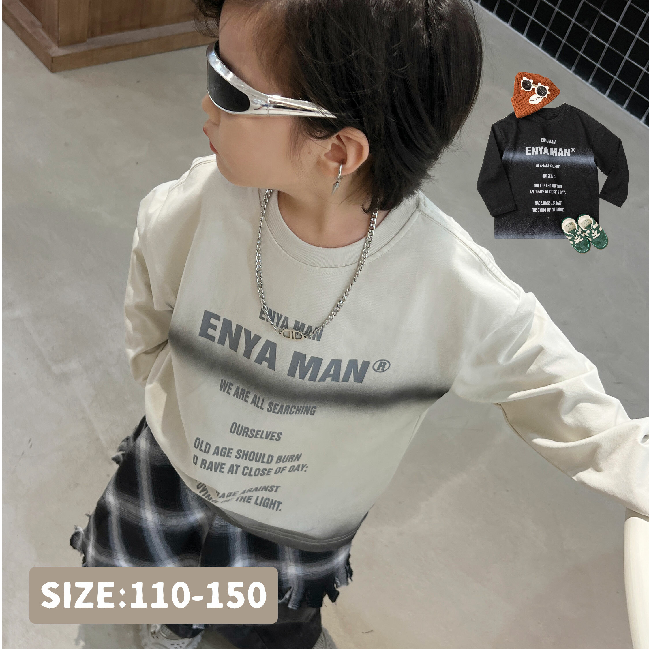 【H45039】酷炫噴墨英字膠印上衣