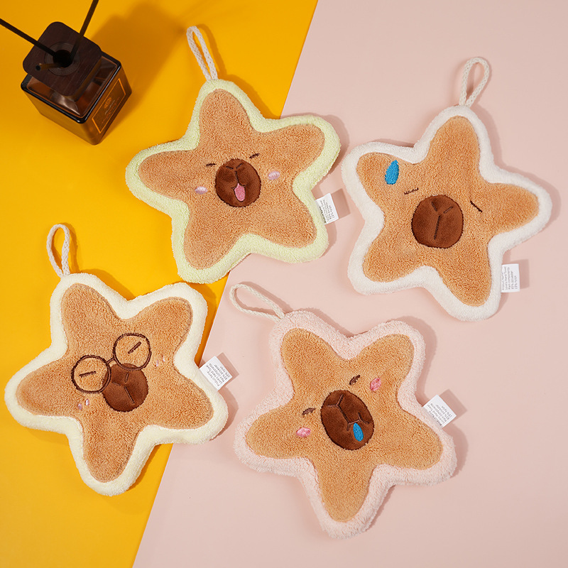 《4926》星星造型卡皮巴拉珊瑚絨擦手巾