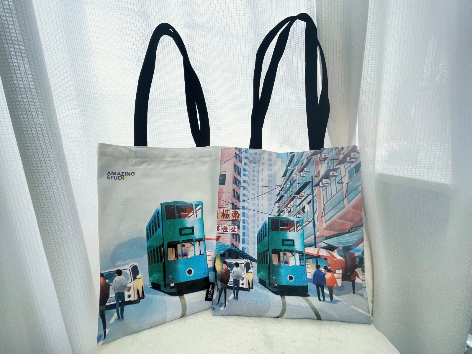 AMAZING STUDIO 側背帆布袋【電車】