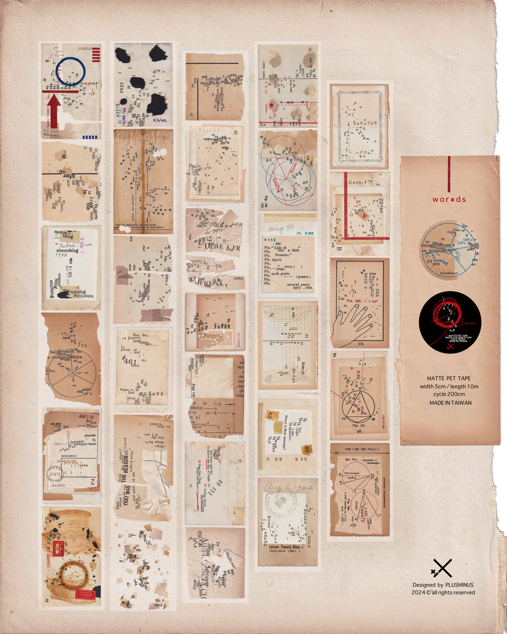 PLUSMINUS．Wor*ds 5cm霧面PET膠帶 <整捲/分裝>