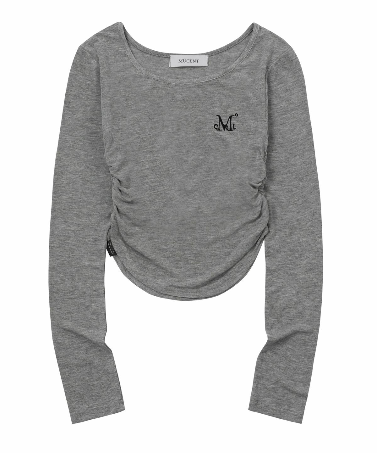 MUCENT SIGNATURE LOGO U-NECK SHIRRING T