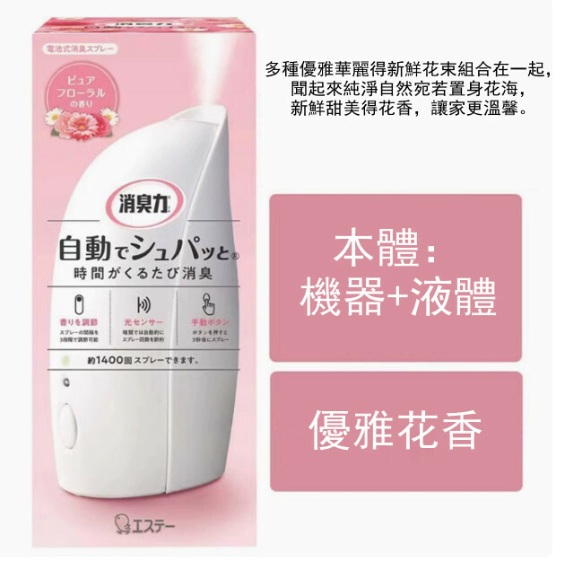 日本ST小雞仔--全自動噴香機廁所光感香薰空氣清新劑【優雅花香噴香機】x1瓶裝