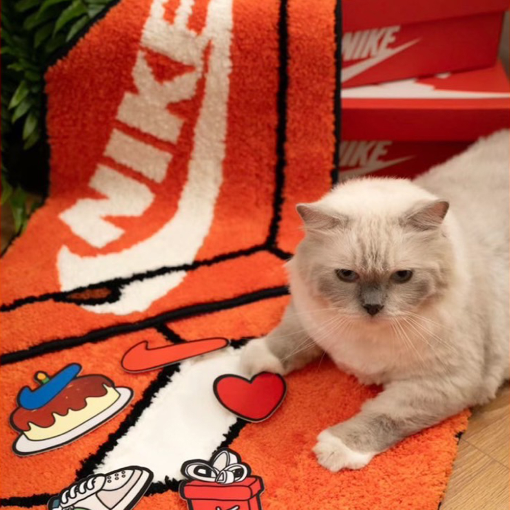 NIKE會員限定 會員專屬 十月生日禮 鞋盒地毯 拼接地毯 貼布 橘紅 羊毛氈 地墊