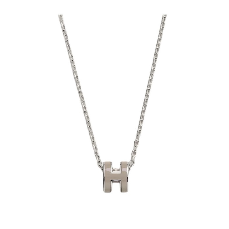 HERMES Mini Pop H 銀鏈吊墜頸鏈