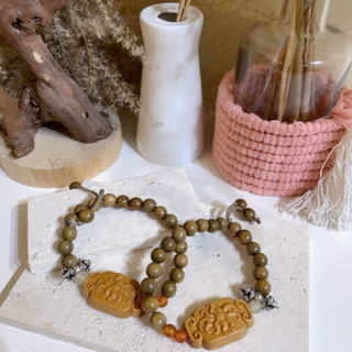 九尾狐木木拼紅瑪瑙手串 8mm