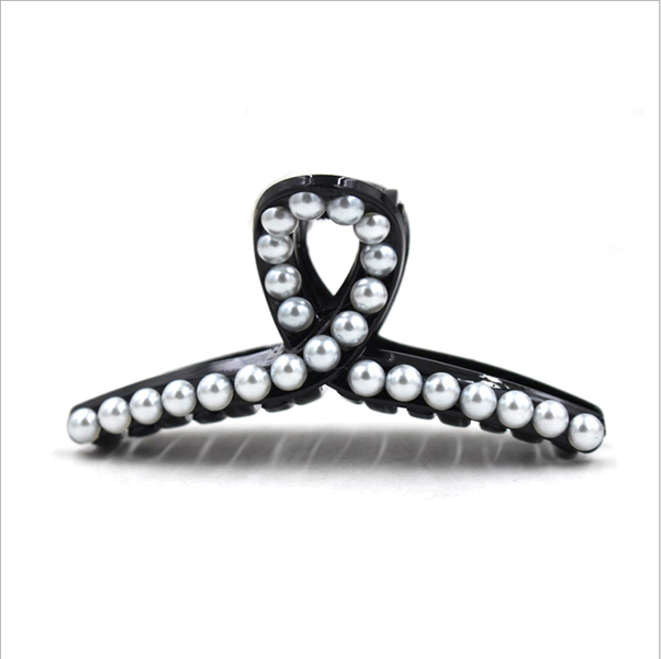 JK Korea Large Simple Clip Girls Pearl Bow Clip J0344