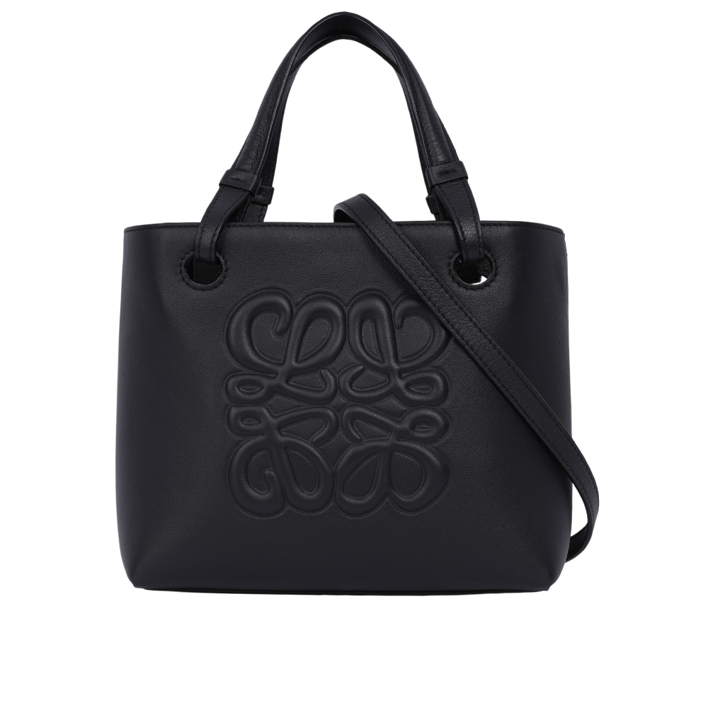 【LOEWE】Anagram 立體壓印牛皮迷你托特二用包(黑色) A717S74X05 1100