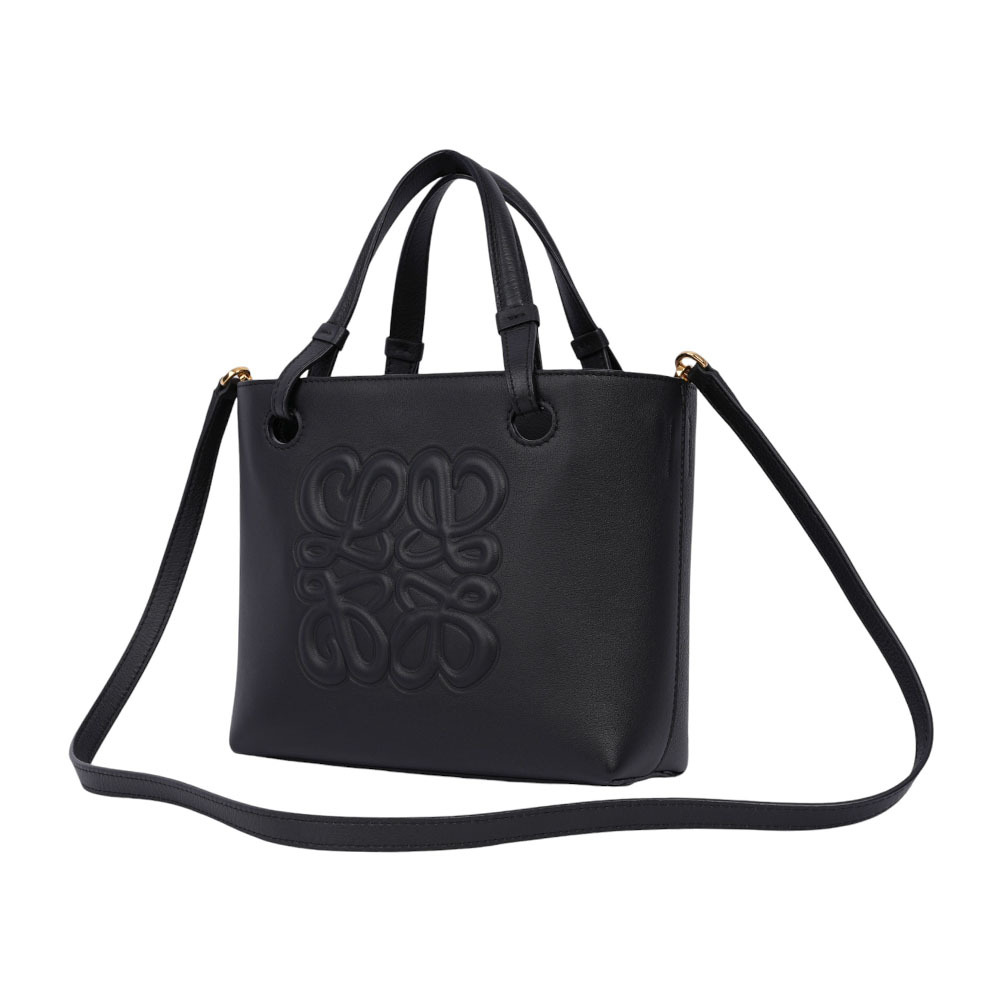 【LOEWE】Anagram 立體壓印牛皮迷你托特二用包(黑色) A717S74X05 1100