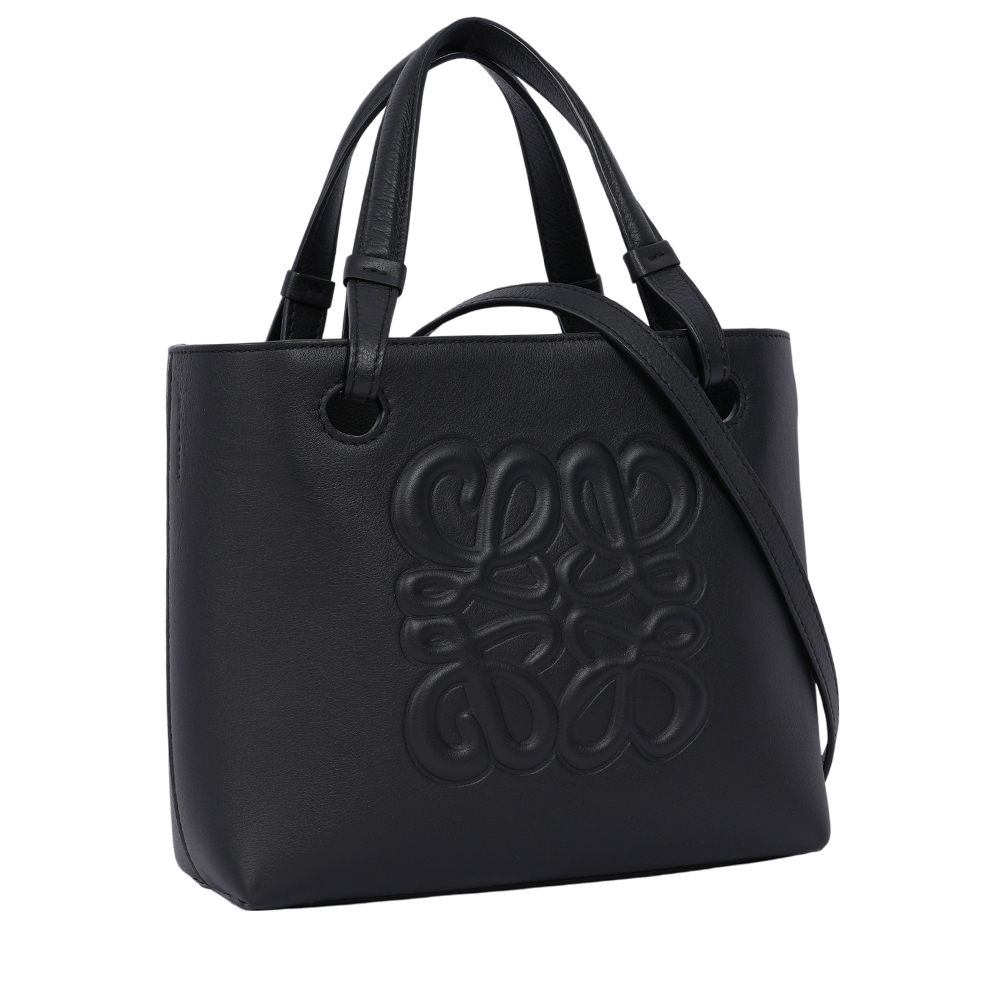 【LOEWE】Anagram 立體壓印牛皮迷你托特二用包(黑色) A717S74X05 1100