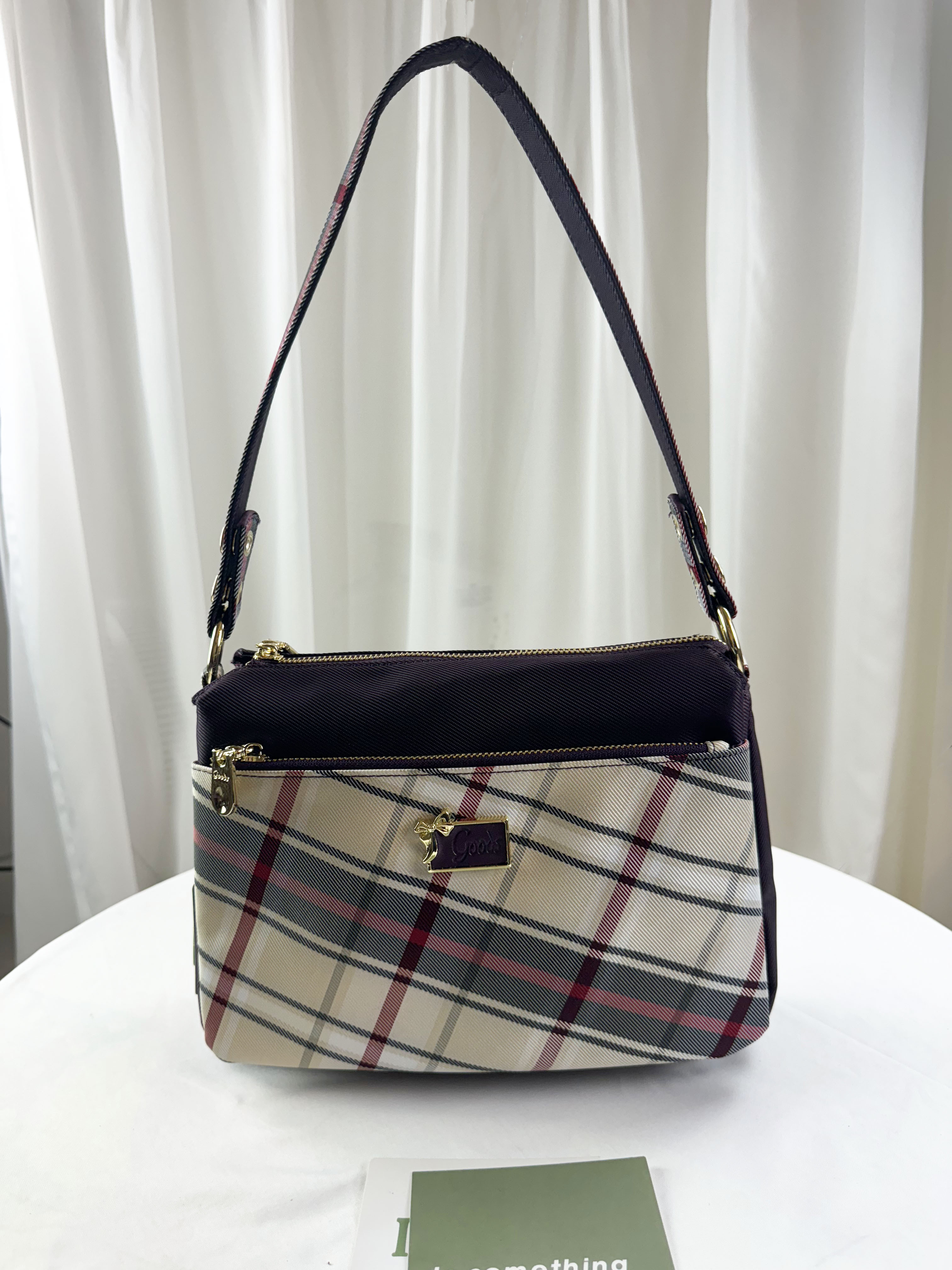 GOODS  紫格紋拼色防潑水肩背包 / 側背包 #29259