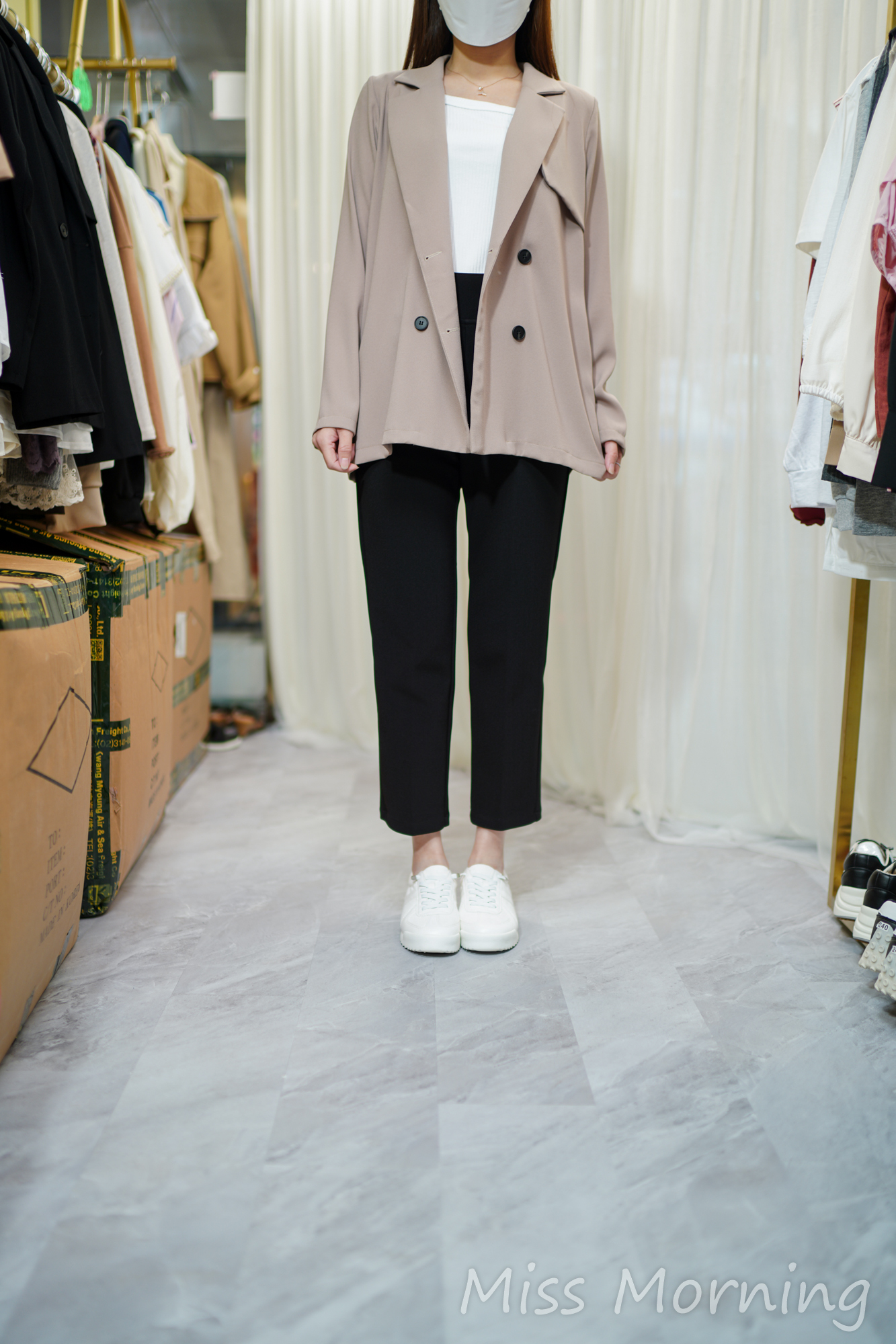 中厚實色免燙雪紡料外套(14198)