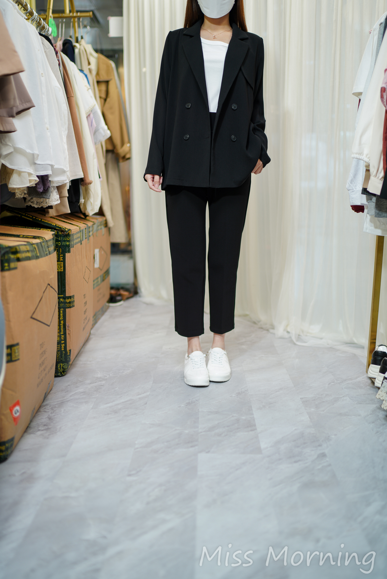 中厚實色免燙雪紡料外套(14198)