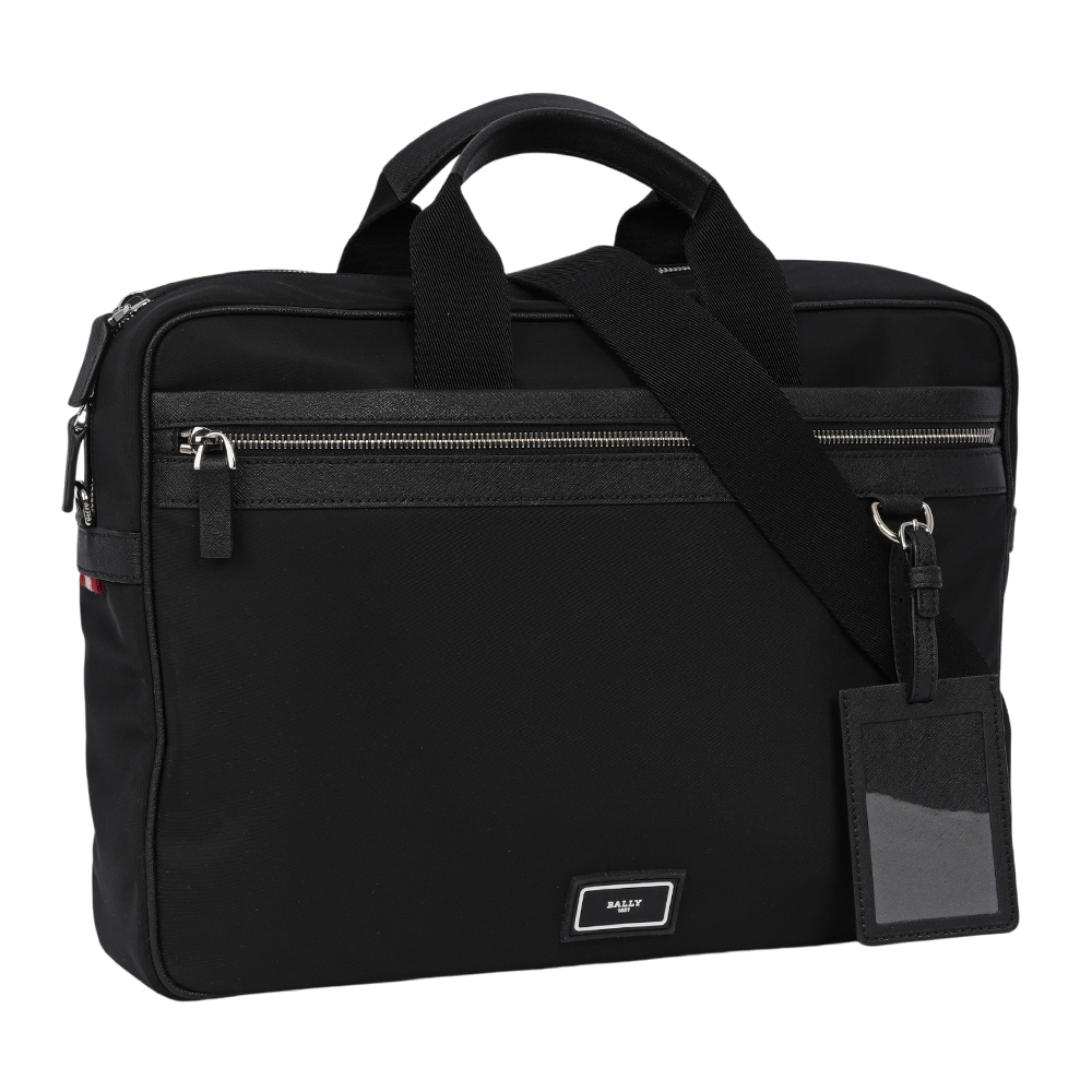 【BALLY】Nyck 浮雕橡膠標誌尼龍手提/斜背二用公事包(黑色) MAB00A NY076 U901P