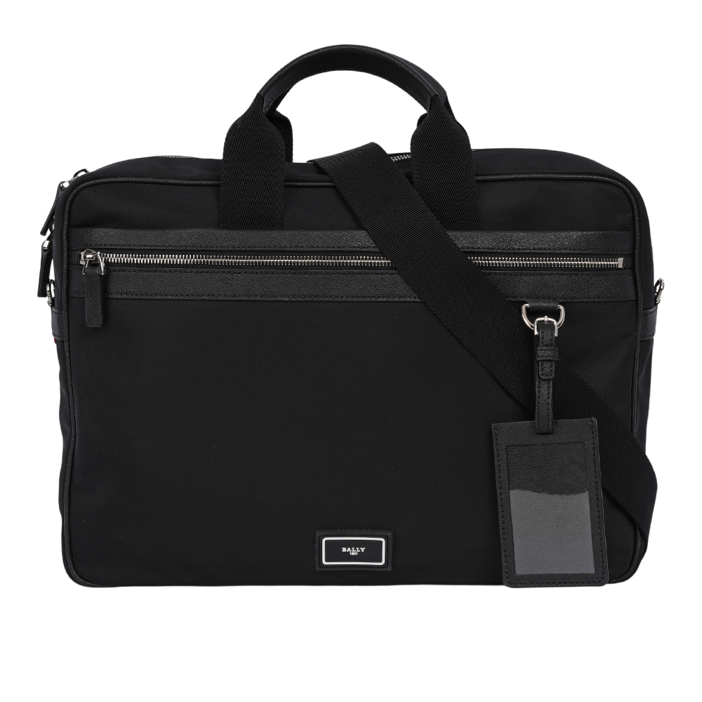 【BALLY】Nyck 浮雕橡膠標誌尼龍手提/斜背二用公事包(黑色) MAB00A NY076 U901P
