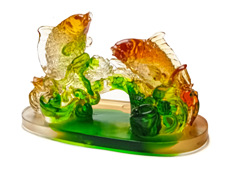 鹿港窯禮品館│琉璃吉慶雙魚擺飾 - 豐收與幸福的象徵
