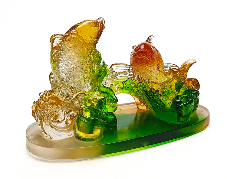 鹿港窯禮品館│琉璃吉慶雙魚擺飾 - 豐收與幸福的象徵