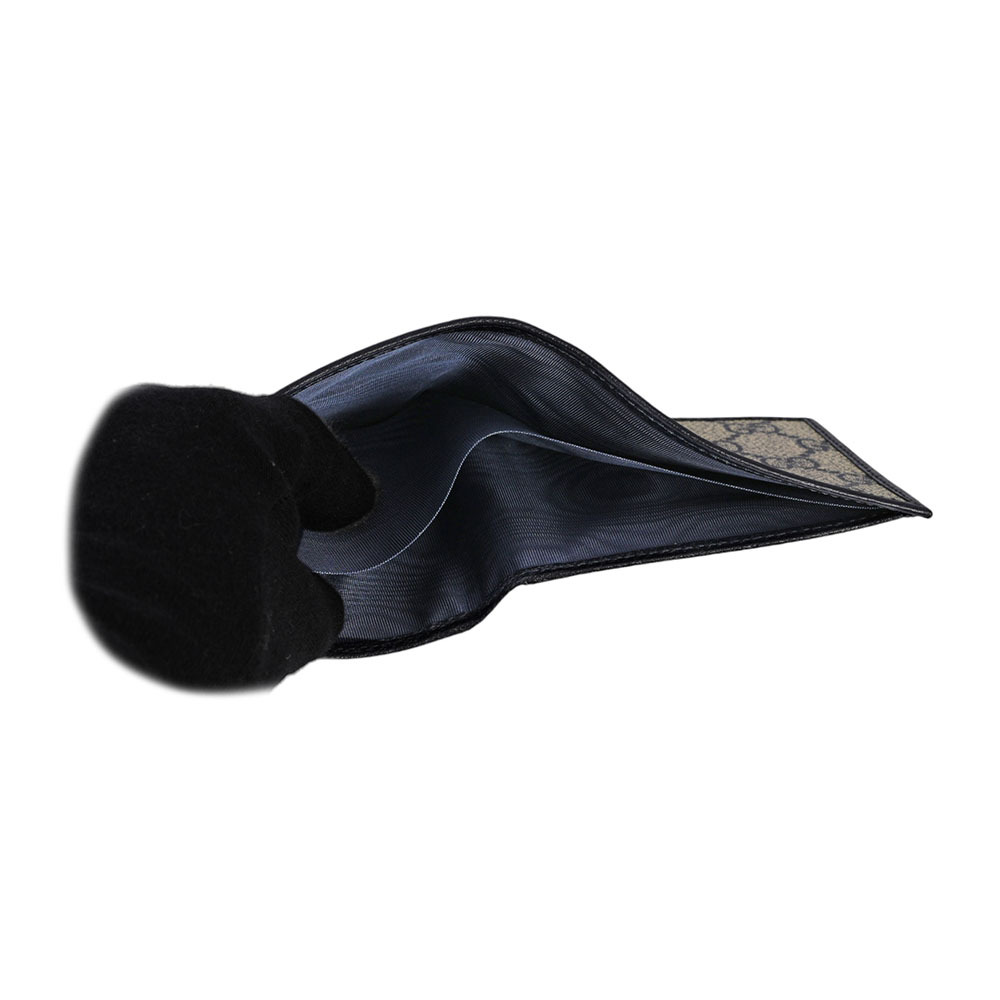 【GUCCI】Interlocking G Logo 對開8卡短夾(米色/黑藍色) 671652 K9GSN 4075