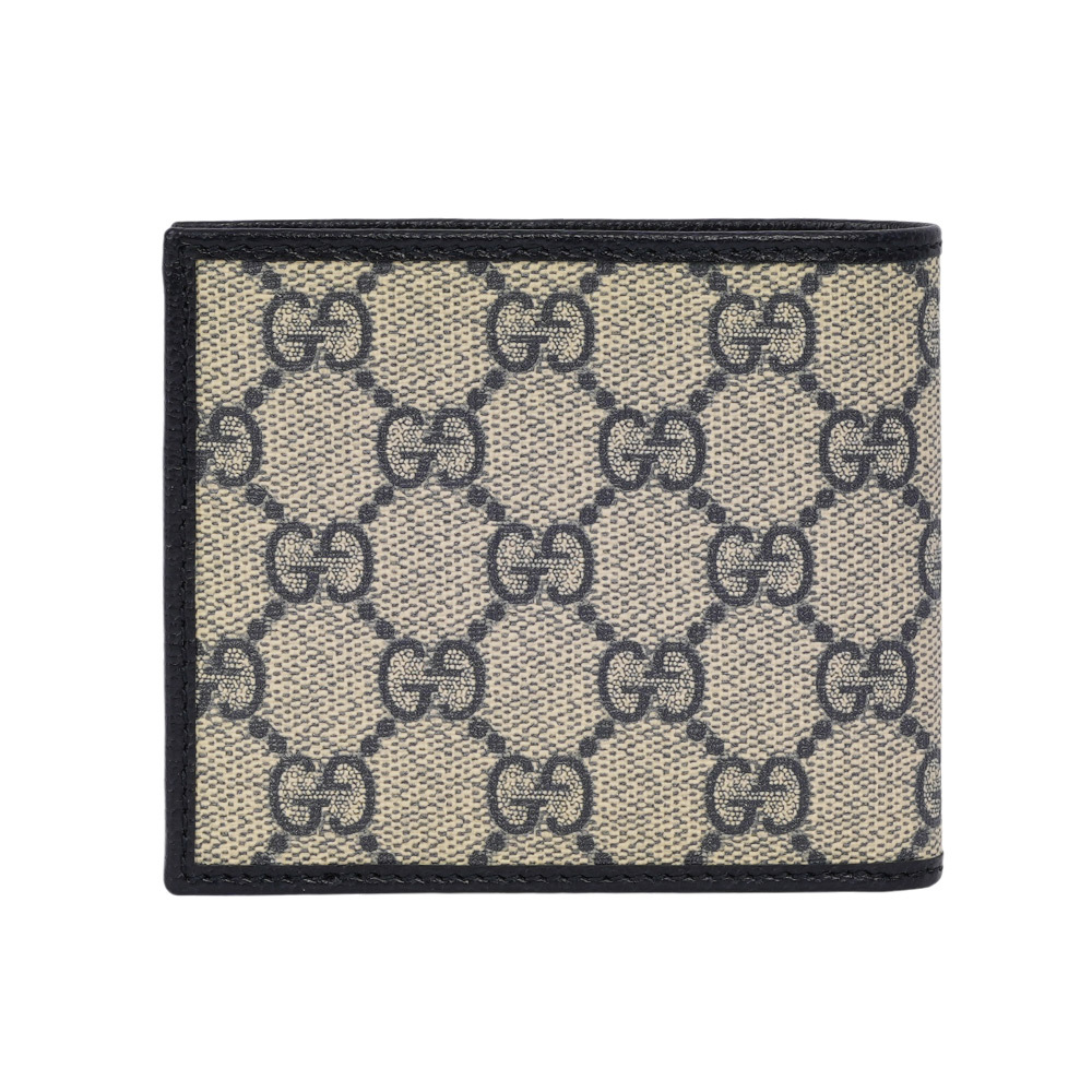 【GUCCI】Interlocking G Logo 對開8卡短夾(米色/黑藍色) 671652 K9GSN 4075