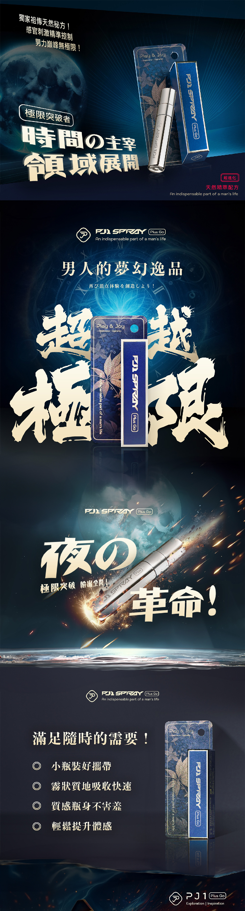 PLAY & JOY PJ1 PLUS Go 男性延時保養液 (加強版) 隨身瓶 1入裝