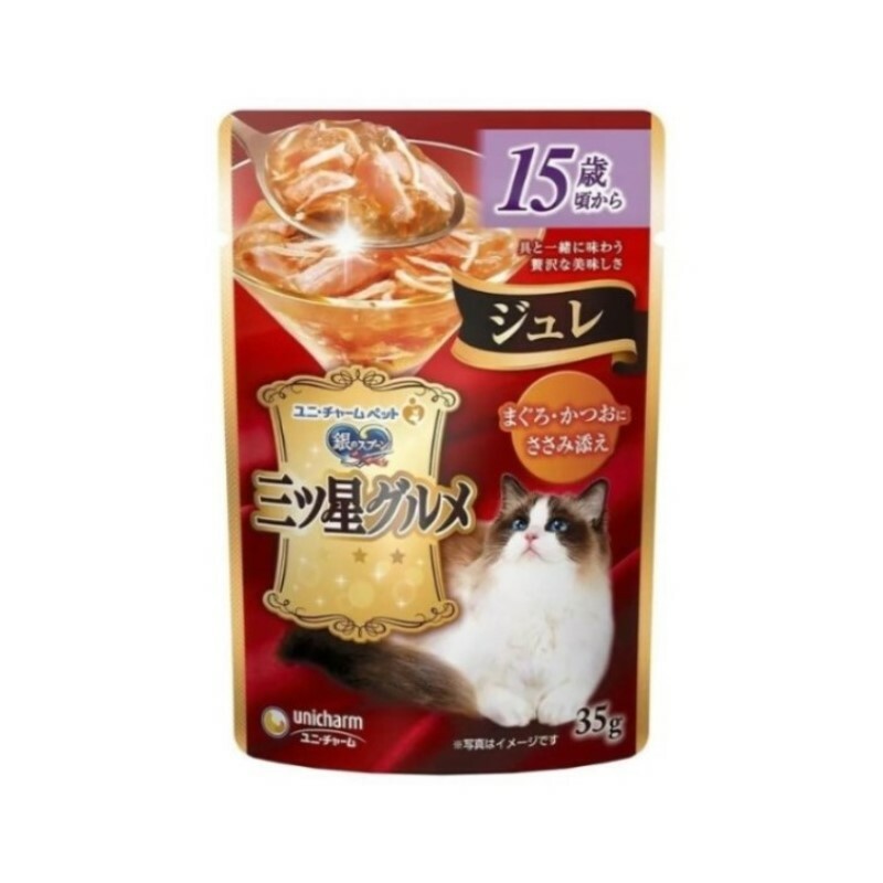 Unicharm 銀匙 15歲起 吞拿魚鰹魚 雞肉袋裝濕糧 35g