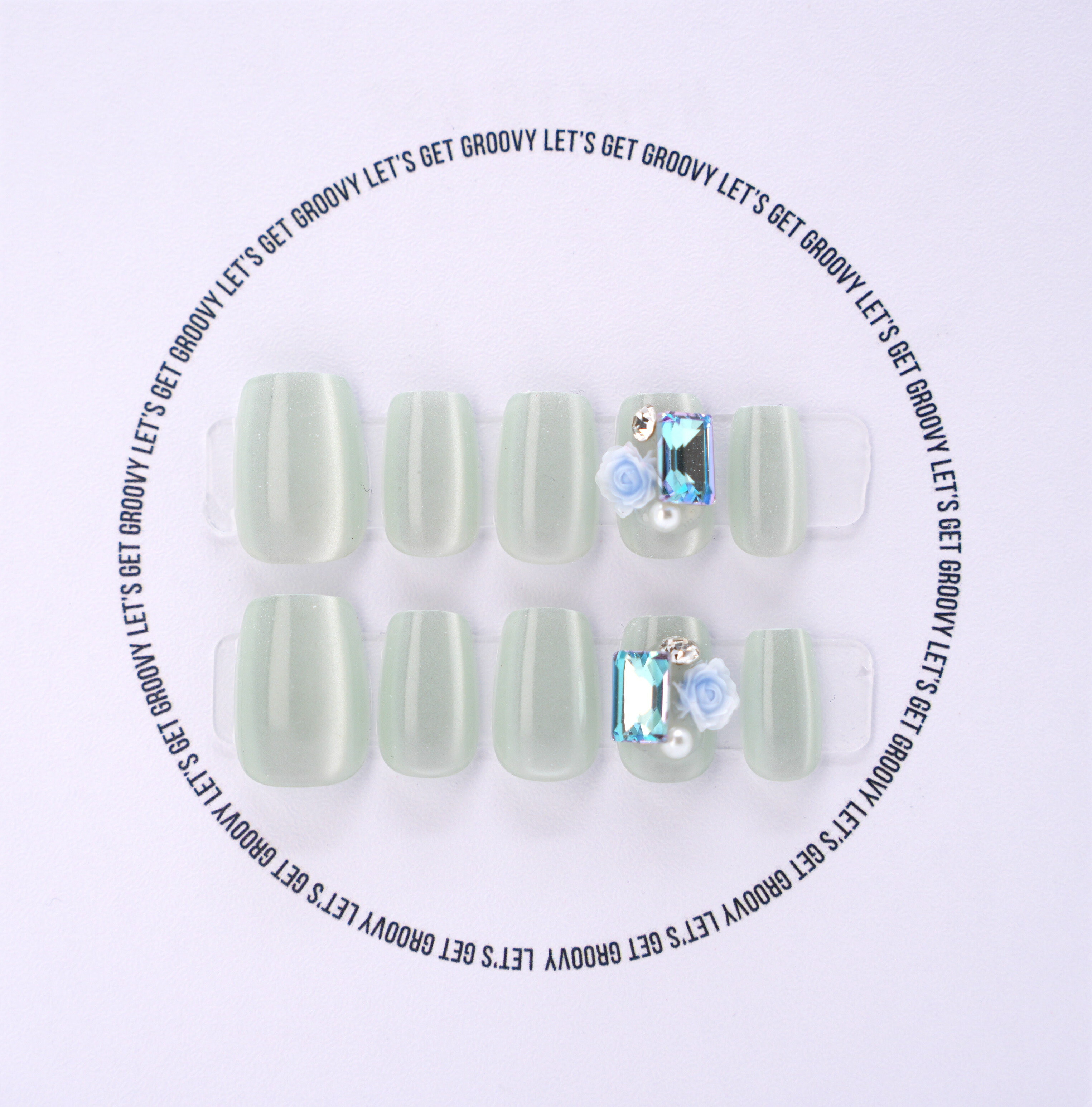 Slay | Mint Color。Small Flower Square Diamond Charms