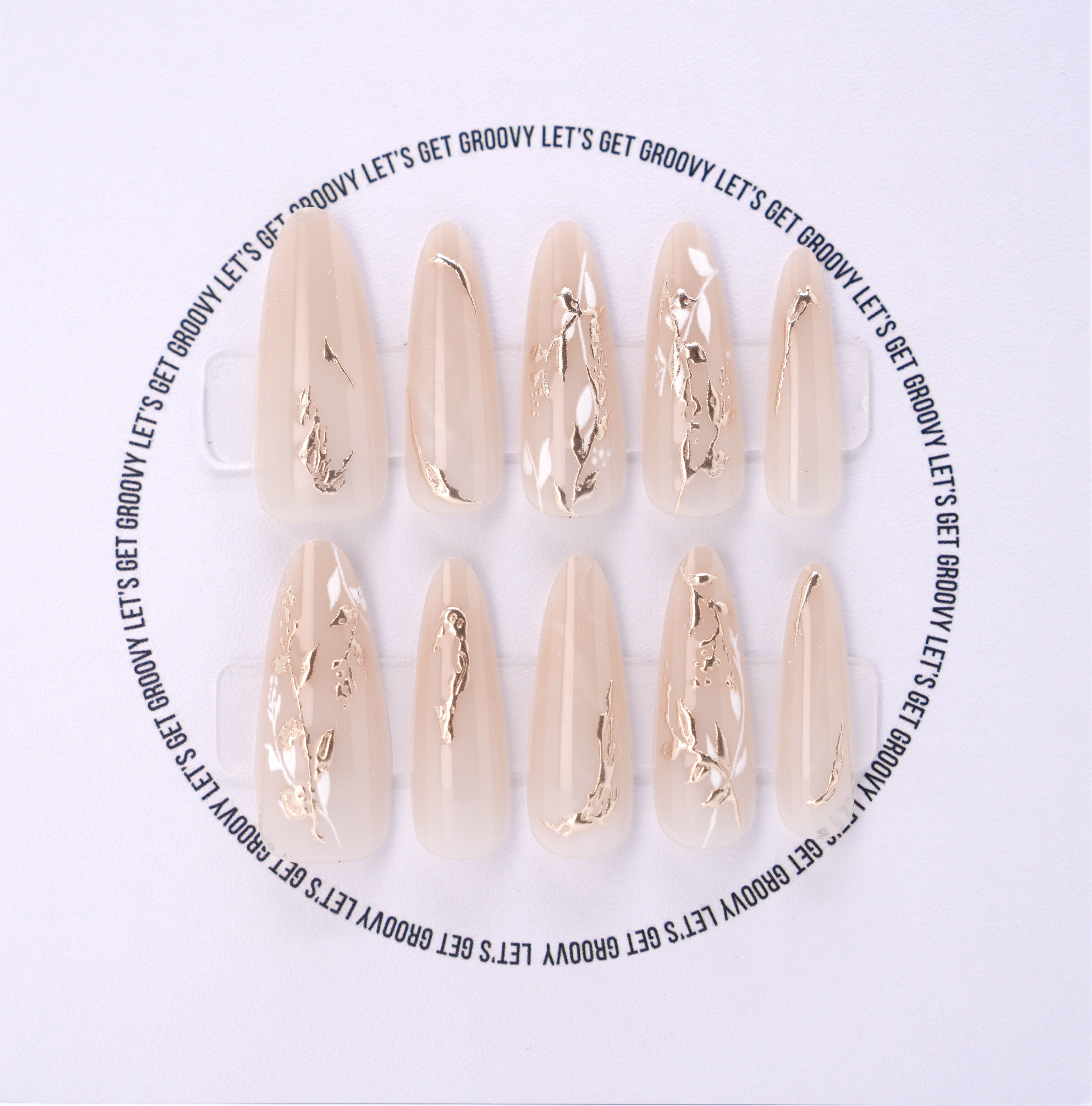 Slay ︳Milky White Almond。Silver Floral Print