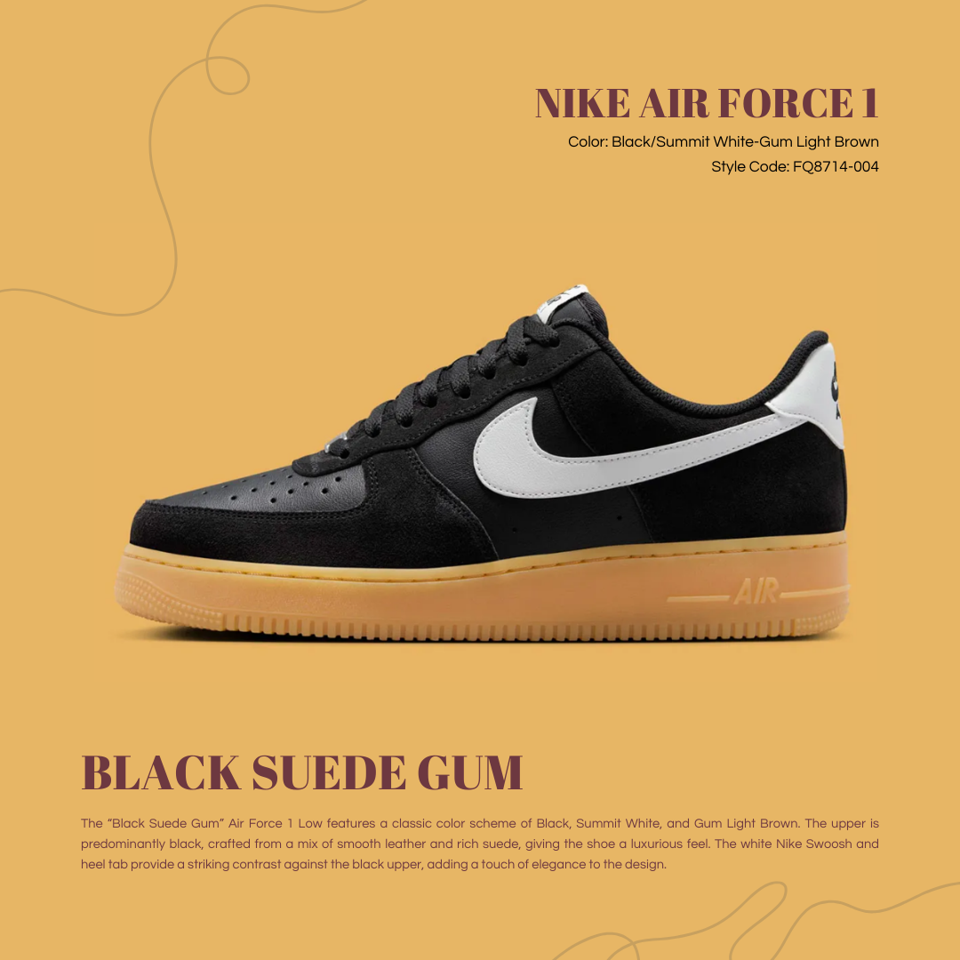 【逢甲 FUZZY】Nike Air Force 1 "Black White Gum" 麂皮 黑卡其 焦糖底 FQ8714-004