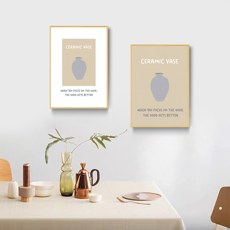 《4934》簡約藝術海報風素灰花瓶掛畫