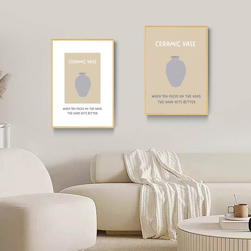 《4934》簡約藝術海報風素灰花瓶掛畫