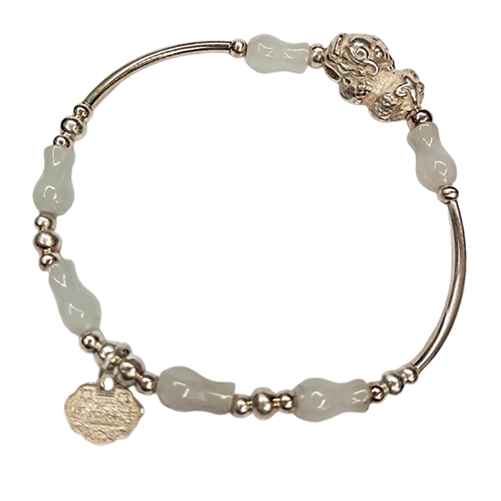 招財貔貅925純銀+玉寶瓶手珠【十方】148830