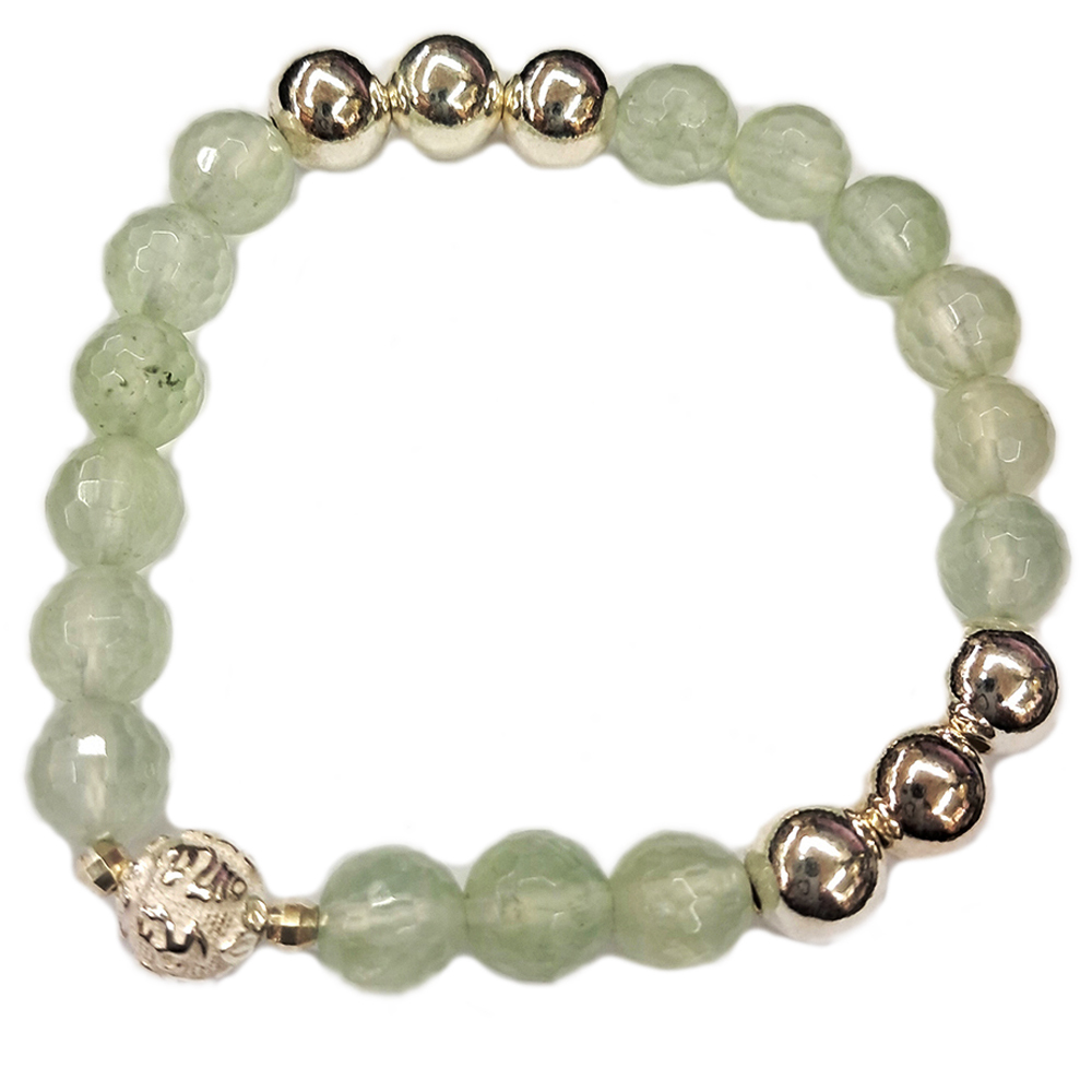 六字真言{純銀}&銀珠&橄欖石手珠【十方】152778