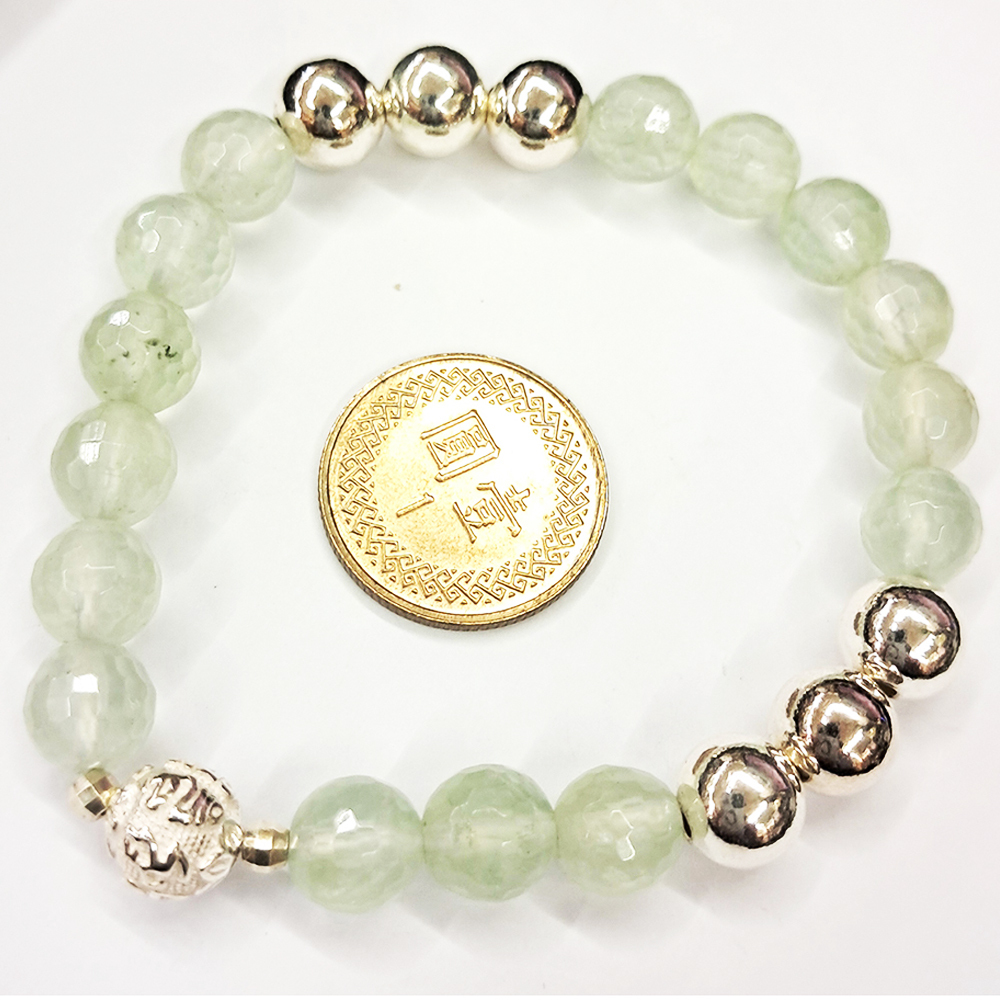 六字真言{純銀}&銀珠&橄欖石手珠【十方】152778