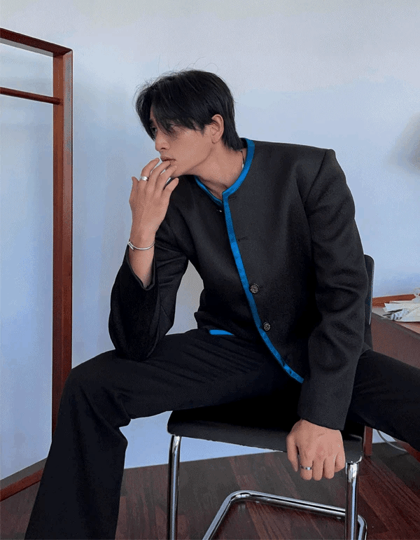 Dean 拼色撞色花呢夾克外套