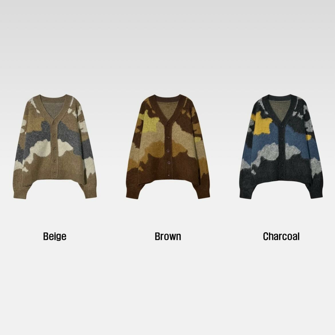 拼色V領開胸針織外套 D.B.Y.M-045JK