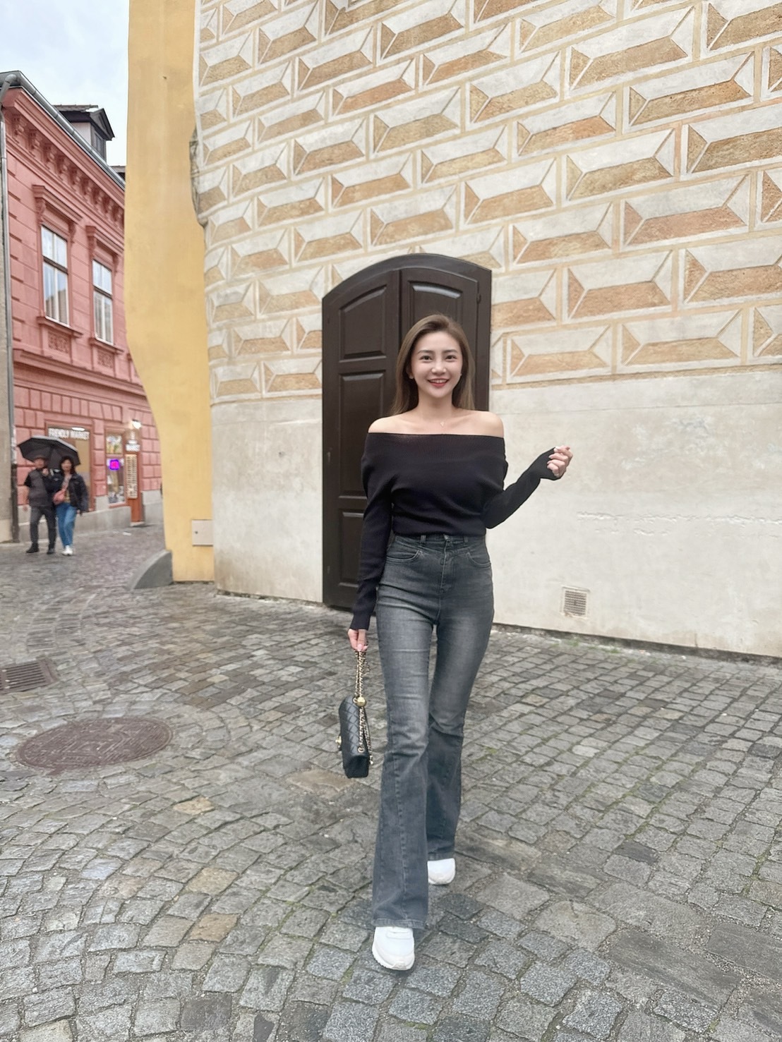 【預購】🔥10.23秋冬新品］💥逆天長腿褲］🇰🇷正韓高腰包腹超瘦微喇叭牛仔褲（刷色黑/SML）