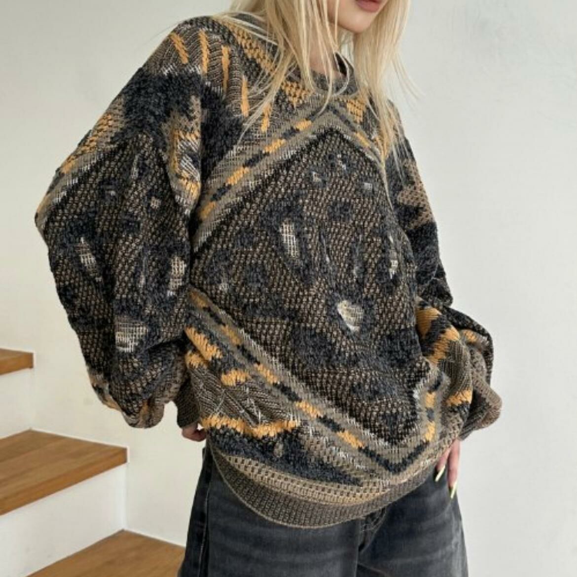 圓領圖案針織衫 D.B.Y.M-051T