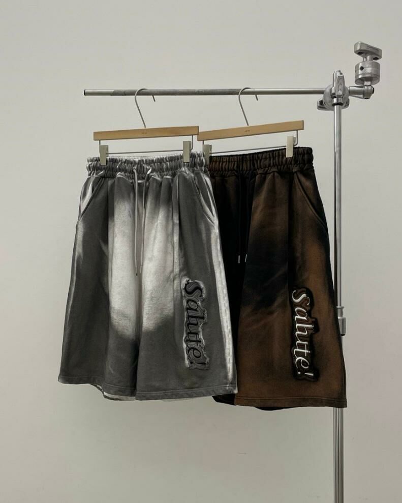 仿污英文字圖案短褲 EASY-049P