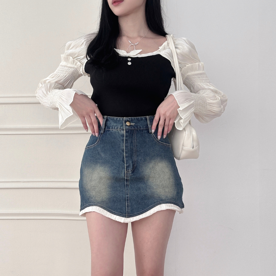【DOMISS自訂】miu風瑞拉的裙擺-A字牛仔裙 短裙(現貨)