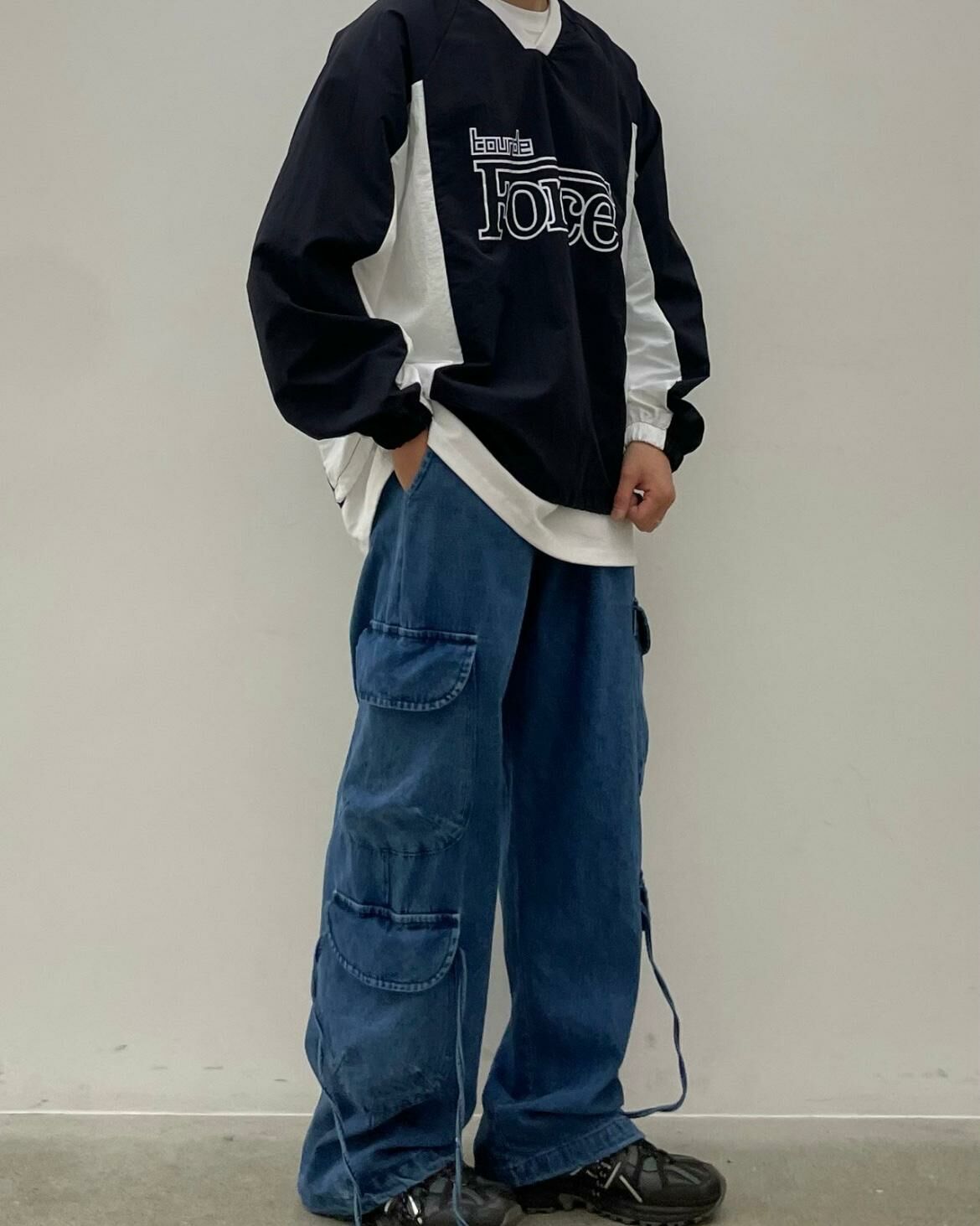 洗水工裝鬆身牛仔褲 EASY-035P