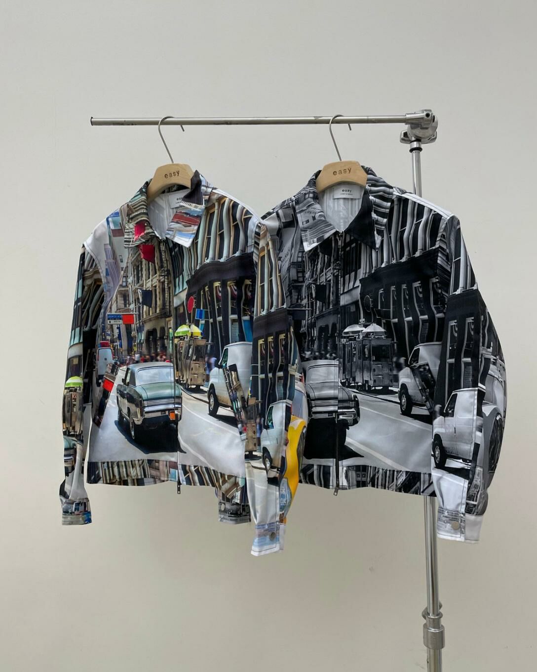 反領風景圖案拉鍊外套 EASY-038JK