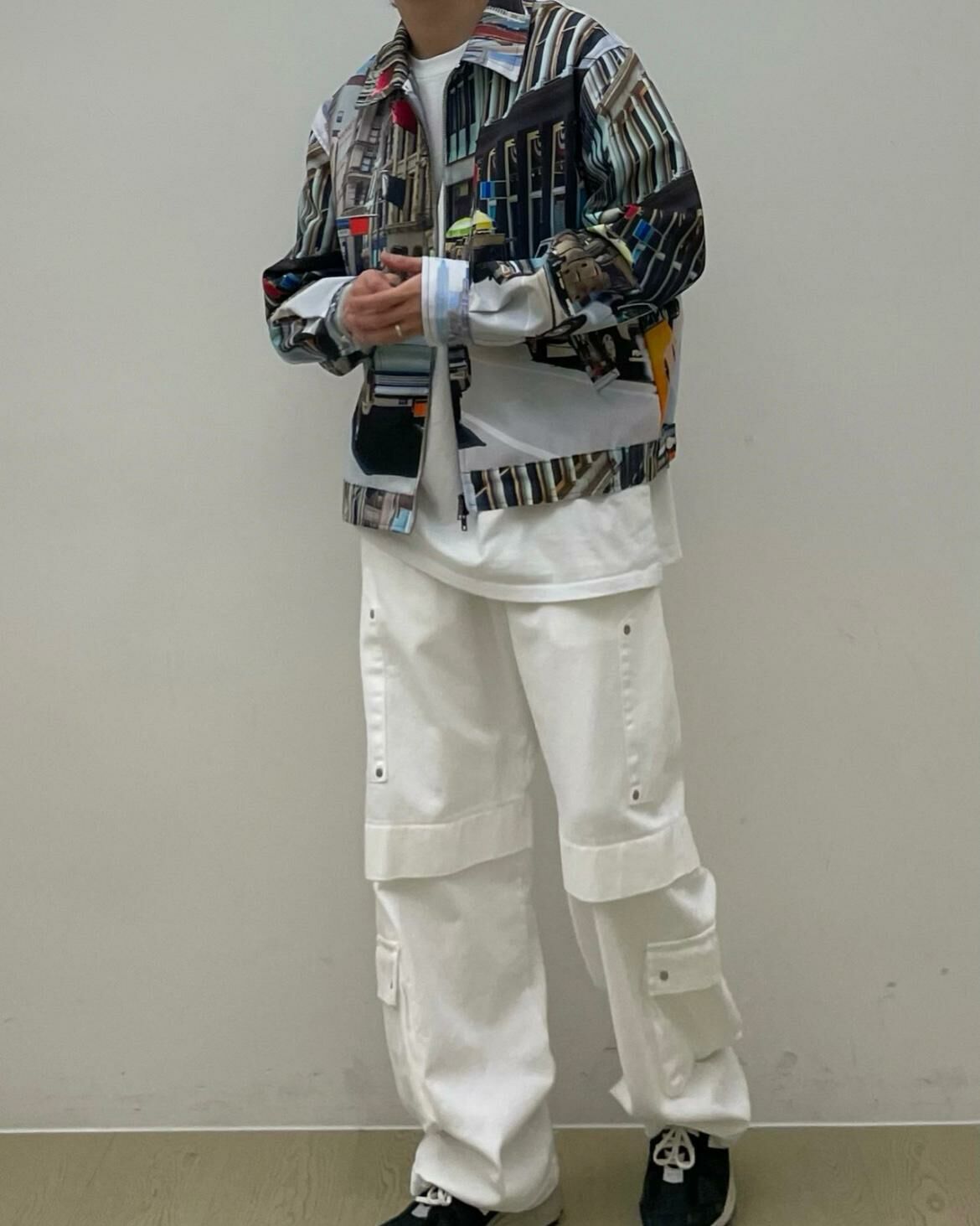 反領風景圖案拉鍊外套 EASY-038JK